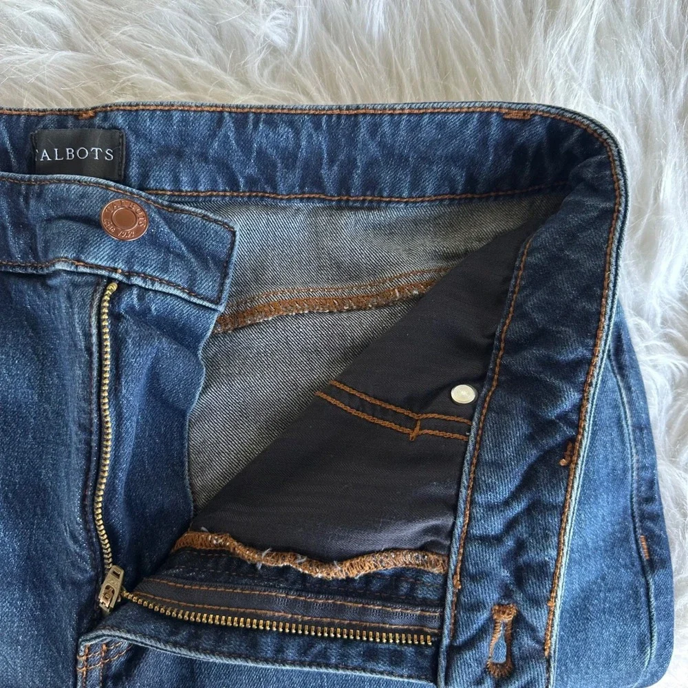 Talbots Jeans Pants Straight Leg Blue Wash Dark High Rise Preppy Size 10 Petite
